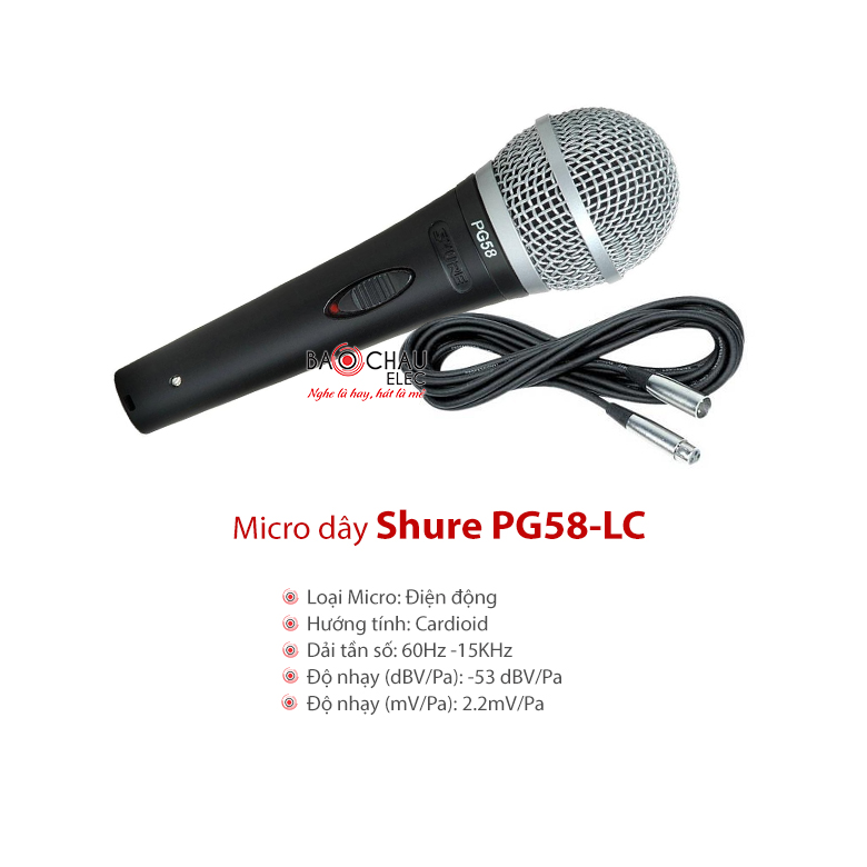 Micro dây Shure PG58-LC Micro dây Shure PG58-LC
